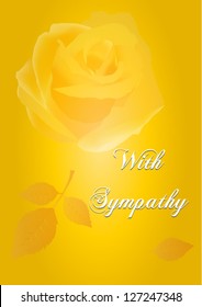 With Sympathy Card With  Yellow Rose.Vector Eps10,illustration.