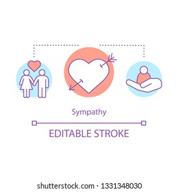 Sympathy concept icon. Family couple idea thin line illustration. Romantic period. Relationship value. Lover passion. Falling in love feeling. Vector isolated outline drawing. Editable stroke