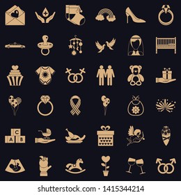 Sympathy icons set. Simple set of 36 sympathy vector icons for web for any design