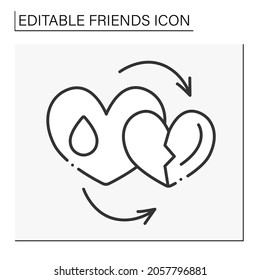 Sympathy line icon. Empathy and distress for people. Trust and kindness.Friends line icon. Isolated vector illustration.Editable stroke