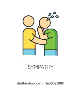 Sympathy RGB color icon. Friendly consolation and support, emotional care, friendship symbol. Strong interpersonal bond. Comforting, cheering sad friend. Isolated vector illustration
