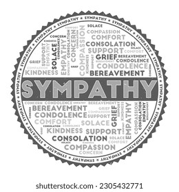 Sympathy word image. Sympathy concept with word clouds and round text. Nice colors and grunge texture. Classy vector illustration.