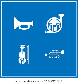 symphony icon. 4 symphony vector set. french horn, trumpet and violin icons for web and design about symphony theme