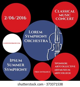 Symphony orchestra. Classical music concert. Pop art colorful poster with hand drawn element for your presentation, artwork, business, workshop, installation, event