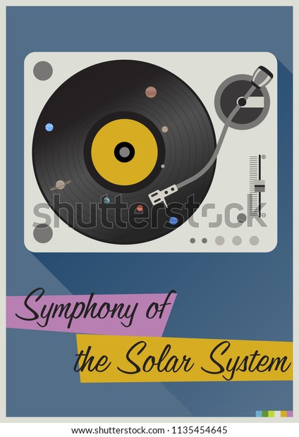 Symphony Solar System Space Poster Vintage Stock Vector