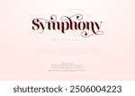 Symphony swash luxury elegant alphabet letters and numbers. Vintage wedding typography classic serif font decorative vintage retro. creative vector illustration