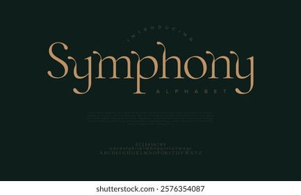 Symphony typography beauty fashion elegant minimalist serif italic fonts decorative wedding vintage retro logos. Minimal luxury font alphabet logo. Vector illustration