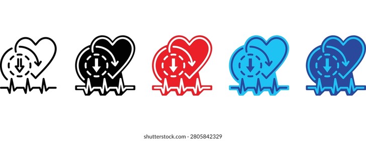 Symptomatic Bradycardia banner web icon line outline color vector illustration