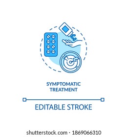 Symptomatic treatment concept icon. CFS cure idea thin line illustration. Relieving medical conditions. Delaying disease progression. Vector isolated outline RGB color drawing. Editable stroke