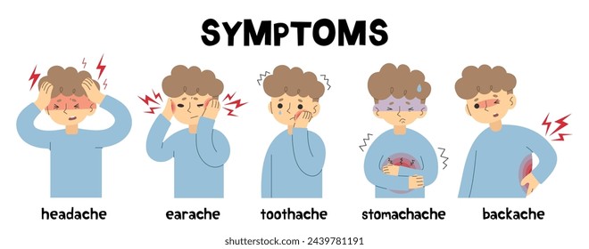 Symptoms 1 cute on a white background, vector illustration.