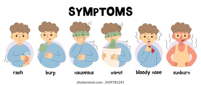 Symptoms 12 cute on a white background, vector illustration.