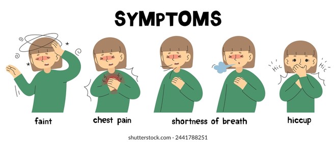 Symptoms 19 cute on a white background, vector illustration.