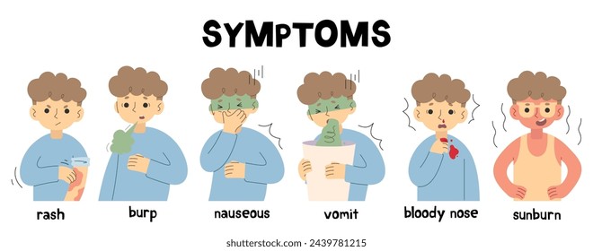 Symptoms 4 cute on a white background, vector illustration.
