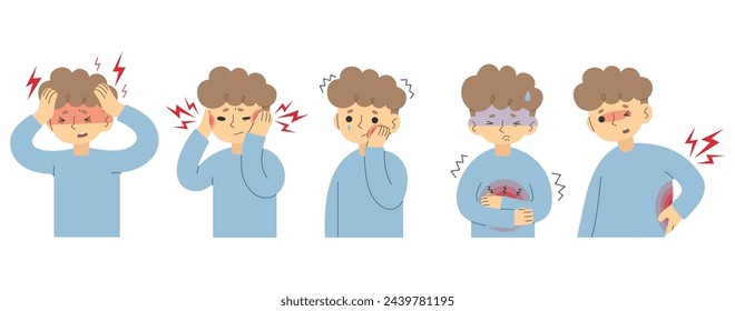 Symptoms 5 cute on a white background, vector illustration.