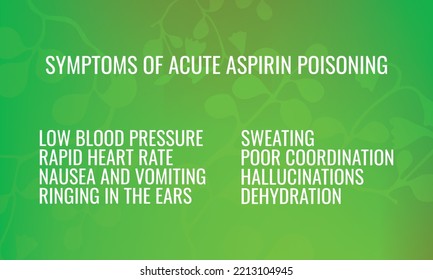 Symptoms Of Acute Aspirin Poisoning. Vector Illustration For Medical Journal Or Brochure.