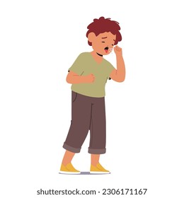 Symptoms Of A Child's Respiratory Illness, Marked By Abrupt Expulsions Of Air From The Mouth And Nose, May Indicate An Underlying Condition And Require Medical Attention. Cartoon Vector Illustration