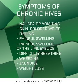 Symptoms of Chronic hives.  Vector illustration for medical journal or brochure. 