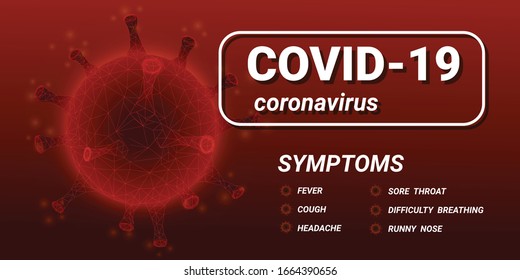 Symptoms of COVID-19 Wuhan Novel coronavirus 2019-nCoV. Concept of coronavirus COVID nCoV biohazard danger.