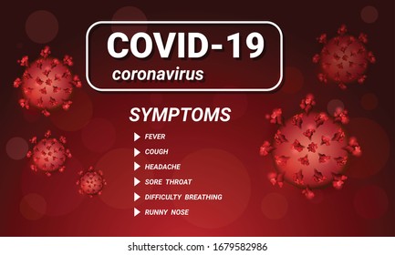 Symptoms of COVID-19 Wuhan Novel coronavirus 2019-nCoV. Concept of coronavirus COVID nCoV biohazard danger.

