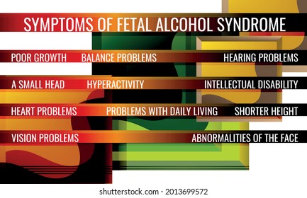 Symptoms Of Fetal Alcohol Syndrome. Vector Illustration For Medical Journal Or Brochure.
