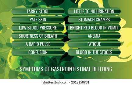 Symptoms Of Gastrointestinal Bleeding. Vector Illustration For Medical Journal Or Brochure.
