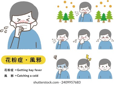 Symptoms of hay fever or cold. Symptoms of unwellness such as cough and runny nose.