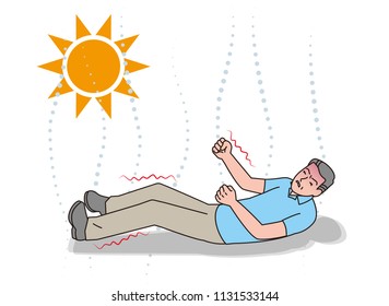 Symptoms of heat stroke of aged person. Convulsions