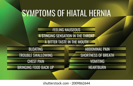 symptoms of Hiatal hernia. Vector illustration for medical journal or brochure.