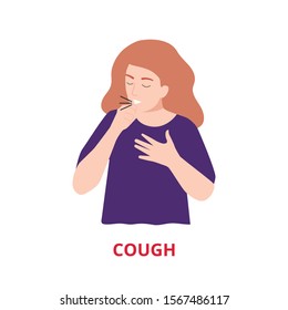 Symptoms of illness - cough vector illustration flat style