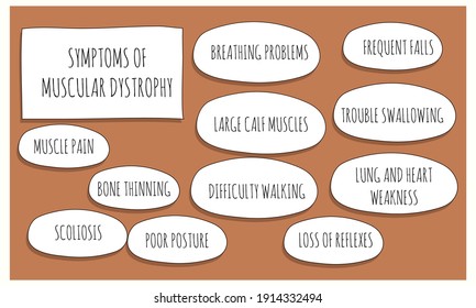 symptoms of Muscular Dystrophy.  Vector illustration for medical journal or brochure. 