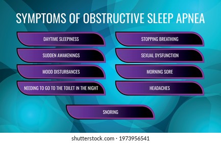 Symptoms Of Obstructive Sleep Apnea. Vector Illustration For Medical Journal Or Brochure.