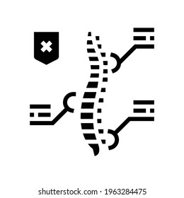 symptoms scoliosis glyph icon vector. symptoms scoliosis sign. isolated contour symbol black illustration