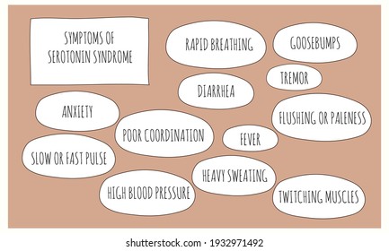 Symptoms Of Serotonin Syndrome.  Vector Illustration For Medical Journal Or Brochure. 