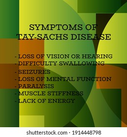 síntomas de la enfermedad de Tay-Sachs.  Ilustración vectorial para la revista médica o el folleto. 