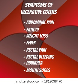 Síntomas de colitis ulcerosa.  Ilustración vectorial para la revista médica o el folleto. 