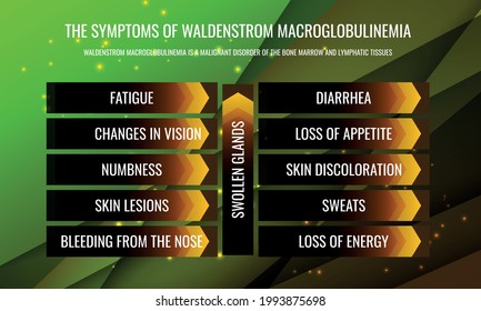 the symptoms of Waldenstrom macroglobulinemia. Vector illustration for medical journal or brochure.