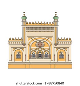 Synagogue architecture building cartoon icon, sketch vector illustration isolated on white background. Hebrew or judaism temple or church with star of David on top.