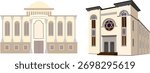 Synagogue beautiful architecture of light stone with columns Vector