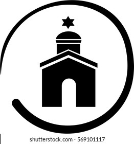 Synagogue black and white symbol, Jewish symbolism