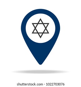 synagogue in blue map pin icon. Element of map point for mobile concept and web apps. Icon for website design and development, app development. Premium icon on white background