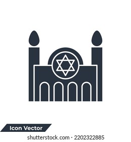 Synagogue Building Icon Logo Vector Illustration. Jewish House Of Worship Symbol Template For Graphic And Web Design Collection