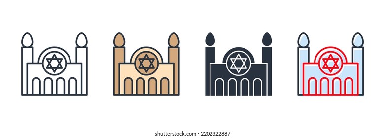 Synagogue Building Icon Logo Vector Illustration. Jewish House Of Worship Symbol Template For Graphic And Web Design Collection