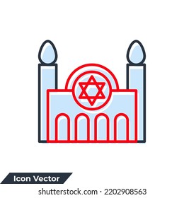 Synagogue Building Icon Logo Vector Illustration. Jewish House Of Worship Symbol Template For Graphic And Web Design Collection