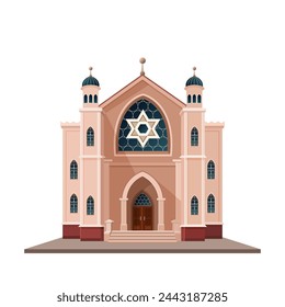 Synagogue building. isolated vector illustration suitable for maps, prints, infographics, greeting cards and posters. A beautiful historical Jewish building on a white background. Clip-art.