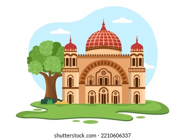 Synagogue Building or Jewish Temple with Religious, Hebrew or Judaism and Jew Worship Place in Template Hand Drawn Cartoon Flat Illustration