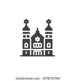 Synagogue building vector icon. filled flat sign for mobile concept and web design. Jewish synagogue glyph icon. Symbol, logo illustration. Vector graphics