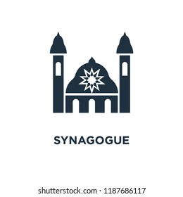 Synagogue icon. Black filled vector illustration. Synagogue symbol on white background. Can be used in web and mobile.