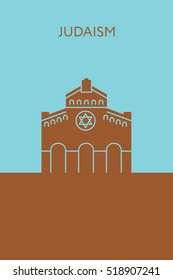 Synagogue icon. Judaism concept. Religious building