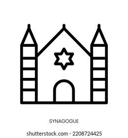 Synagogue Icon. Line Art Style Design Isolated On White Background