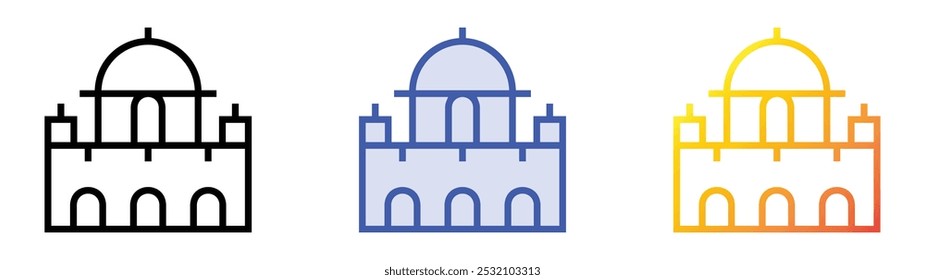 synagogue icon. Linear, Blue Fill and Gradient Style Design Isolated On White Background